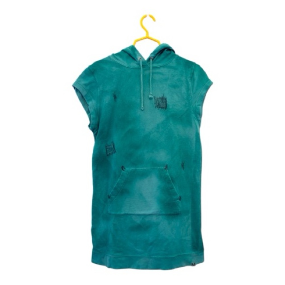 Teal Sleeveless‎ Hoodie Dress beach cover Medium